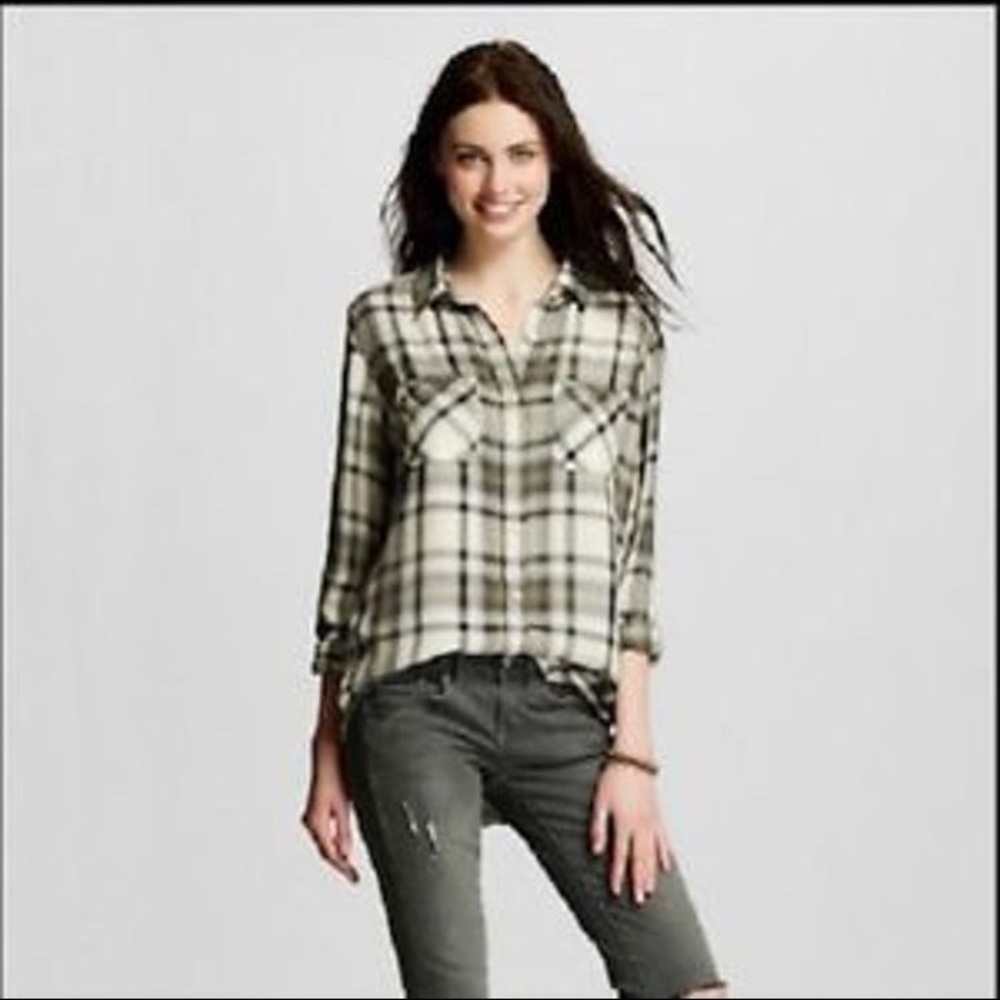 Mossimo Olive green Boyfriend Fit Flannel L